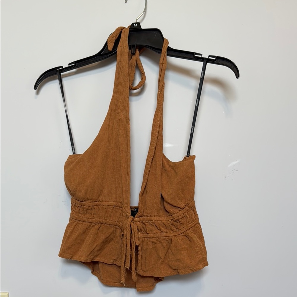 Forever 21 Tan Asymmetrical Sleeveless Bodysuit